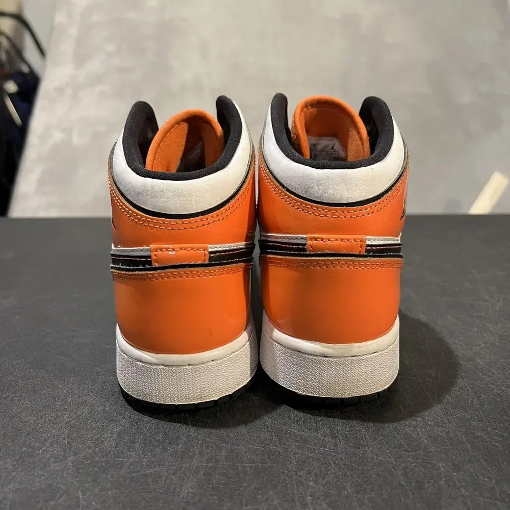 Air Jordan 1 Mid Shoes Youth Size 5.5Y Turf Orange White Sneakers BQ6931-802